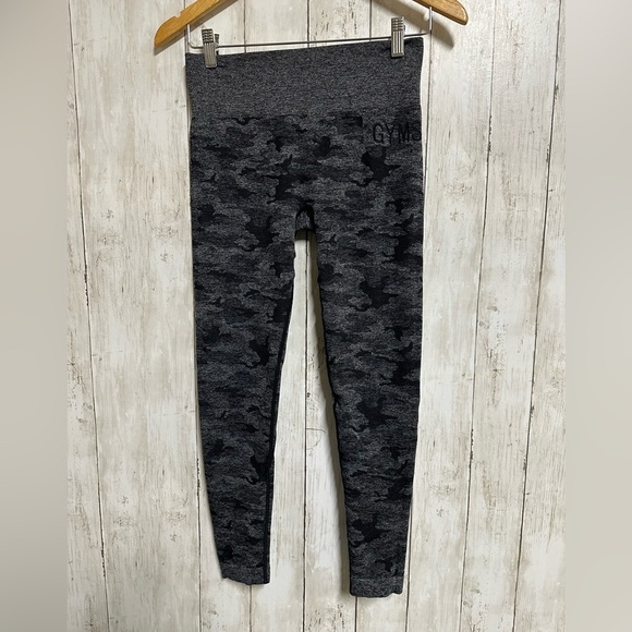 Gymsharck Camo Black Seamless Leggings Size L - Picture 2 of 8